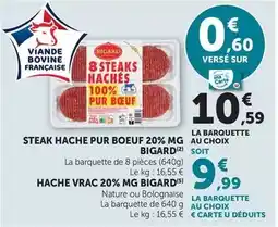 Hyper U Bigard - steak hache pur boeuf 20% mg offre