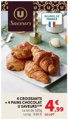 Hyper U U - 4 croissants + 4 pains chocolat offre