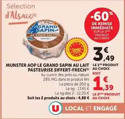 Hyper U U - munster aop le grand sapin au lait pasteurise siffert-frech offre