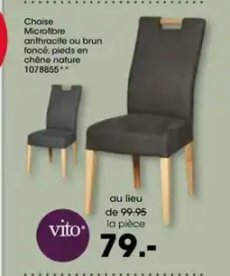 Möbel Martin Chaise microfibre anthracite ou brun foncé, pieds en chêne nature offre