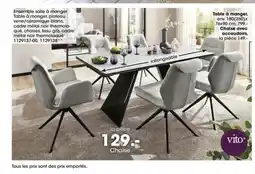 Möbel Martin Ensemble salle à manger table à manger, plateau verre/céramique blanc offre