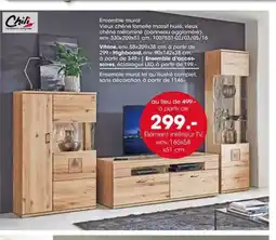 Möbel Martin Ensemble mural Vieux chêne lamelle massif huilé, vieux chêne mélaminé (panneau aggloméré) offre