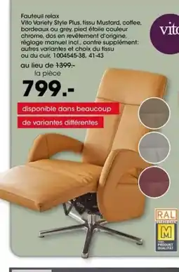 Möbel Martin Fauteuil relax offre