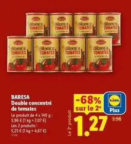 Lidl BARESA Double concentré de tomates offre