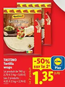 Lidl TASTINO Tortilla wraps offre