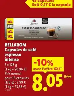 Lidl BELLAROM Capsules de café espresso intense offre