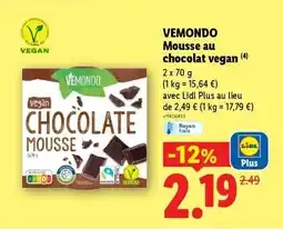Lidl VEMONDO Mousse au chocolat vegan offre