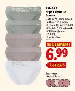 Lidl ESMARA Slips à dentelle femme offre