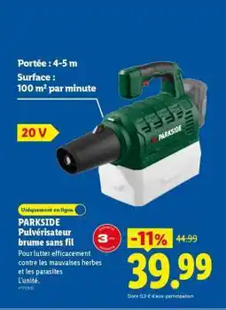 Lidl PARKSIDE Pulvérisateur brume sans fil offre