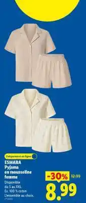 Lidl ESMARA Pyjama en mousseline femme offre