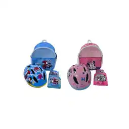 Carrefour Disney set sac à dos avec casque, coudières, genouillères minnie ou spidey offre