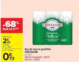 Carrefour Cristaline - eau de source gazéifiée offre