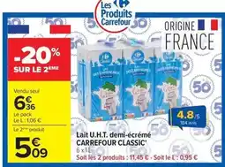 Carrefour Carrefour - lait u.h.t. demi-écrémé offre