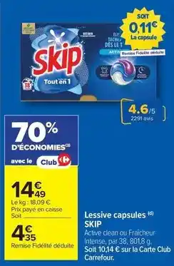 Carrefour Skip - lessive capsules offre