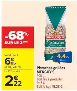 Carrefour Menguy's - pistaches grillées offre