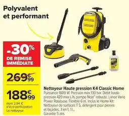 Carrefour Nettoyeur haute pression k4 classic home offre