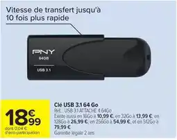 Carrefour Pny - clé usb 3.1 64 go offre