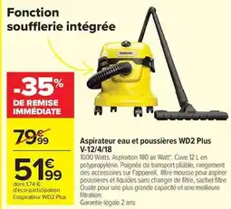 Carrefour Watts - aspirateur eau et poussières wd2 plus v-12/4/18 offre