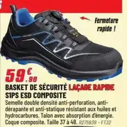 Brico Pro Basket de sécurité laçage rapide stips esd composite offre