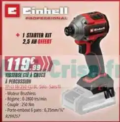 Brico Pro Einhell - visseuse gle a crocs a percussion offre