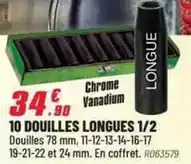 Brico Pro Chrome vanadium 10 douilles longues 1/2 offre