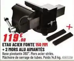 Brico Pro Etau acier fonte 150 mm + 2 mors alu aimantés offre