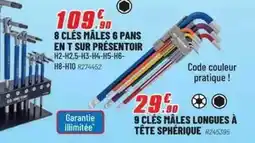 Brico Pro 8 clés males 6 pans en t sur presentoir offre