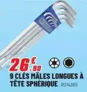 Brico Pro 9 clés mâles longues à tête sphérique offre
