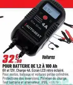Brico Pro Autobest - pour batterie de 1,2 a 100 ah offre