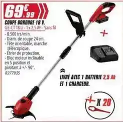 Brico Pro Coupe bordure 18 v offre