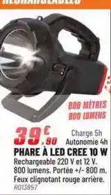 Brico Pro Phara à led cree 10 w offre