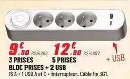 Brico Pro 3 prises 5 prises bloc prises + 2 usb offre