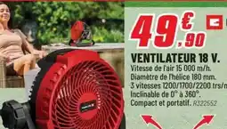 Brico Pro Ventilateur 18 v offre