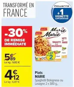 Carrefour Drive Marie - plats offre