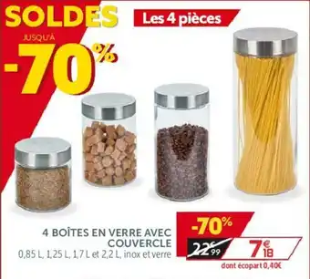 Gifi 4 Boîtes en verre avec couvercle offre