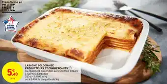 Intermarché Lasagne bolognaise producteurs et commerçants offre