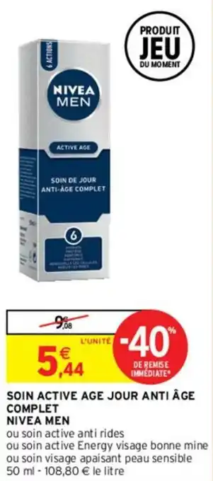 Intermarché Soin active age jour anti âge complet nivea men offre