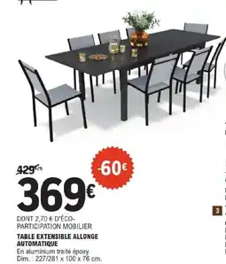 E.Leclerc Brico TABLE EXTENSIBLE ALLONGE AUTOMATIQUE offre