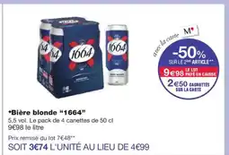 Monoprix 1664 Bière blonde offre