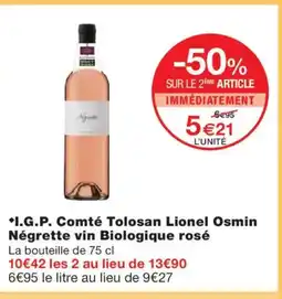 Monoprix I.G.P. Comté Tolosan Lionel Osmin Négrette vin Biologique rosé offre