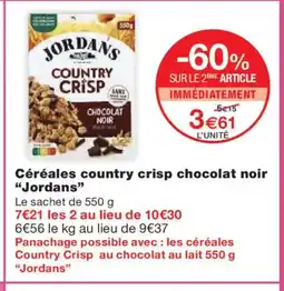 Monoprix JORDANS Céréales country crisp chocolat noir offre