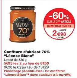 Monoprix LÉONCE BLANC Confiture d'abricot 70% offre