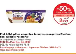 Monoprix BLÉDINA Plat bébé pâtes coquilles tomates courgettes Blédîner dès 12 mois offre