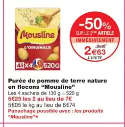 Monoprix MOUSLINE Purée de pomme de terre nature en flocons offre
