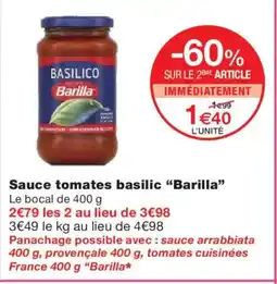 Monoprix BARILLA Sauce tomates basilic offre