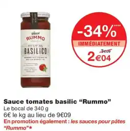 Monoprix RUMMO Sauce tomates basilic offre