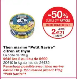 Monoprix PETIT NAVIRE Thon mariné citron et thym offre
