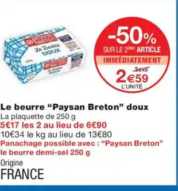 Monoprix PAYSAN BRETON Le beurre doux offre