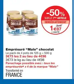 Monoprix MALO Emprésuré chocolat offre