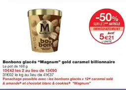 Monoprix MAGNUM Bonbons glacés gold caramel billionnaire offre
